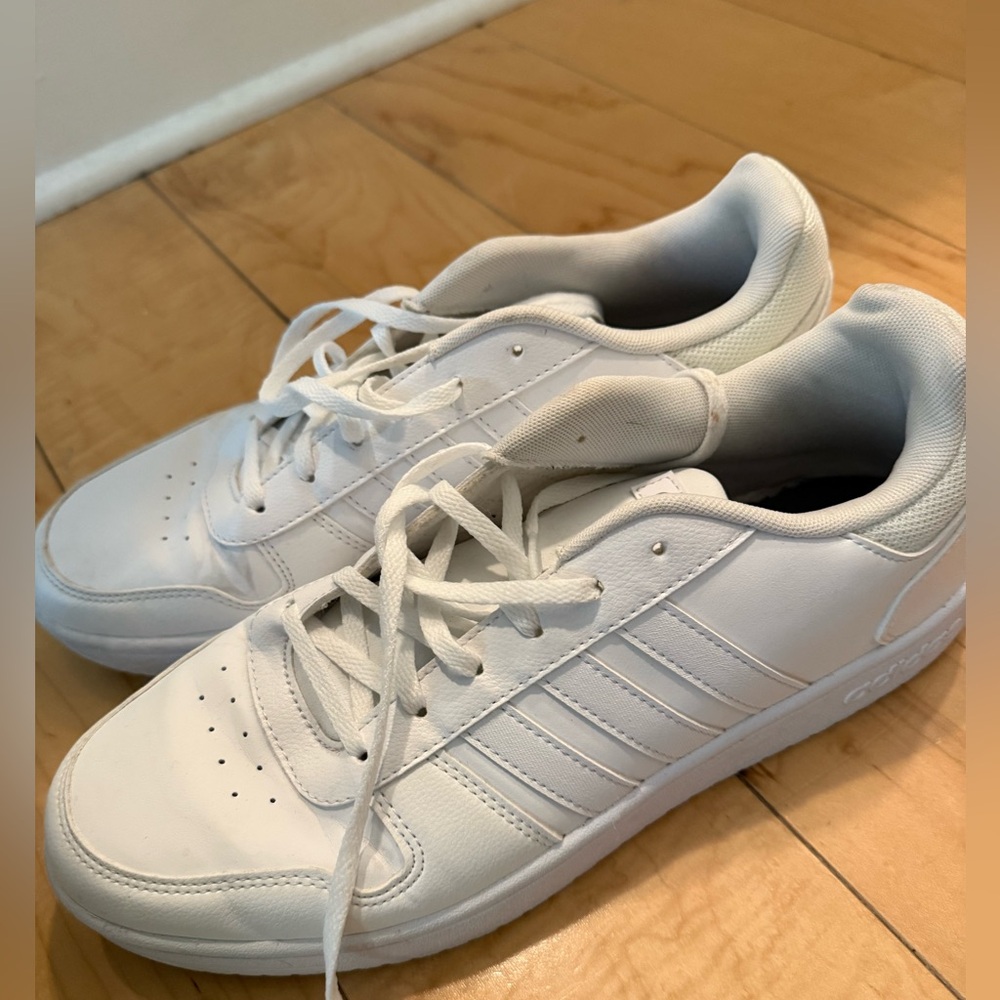 Adidas White Leather Sneakers Classic Low-Top Design - Size 11